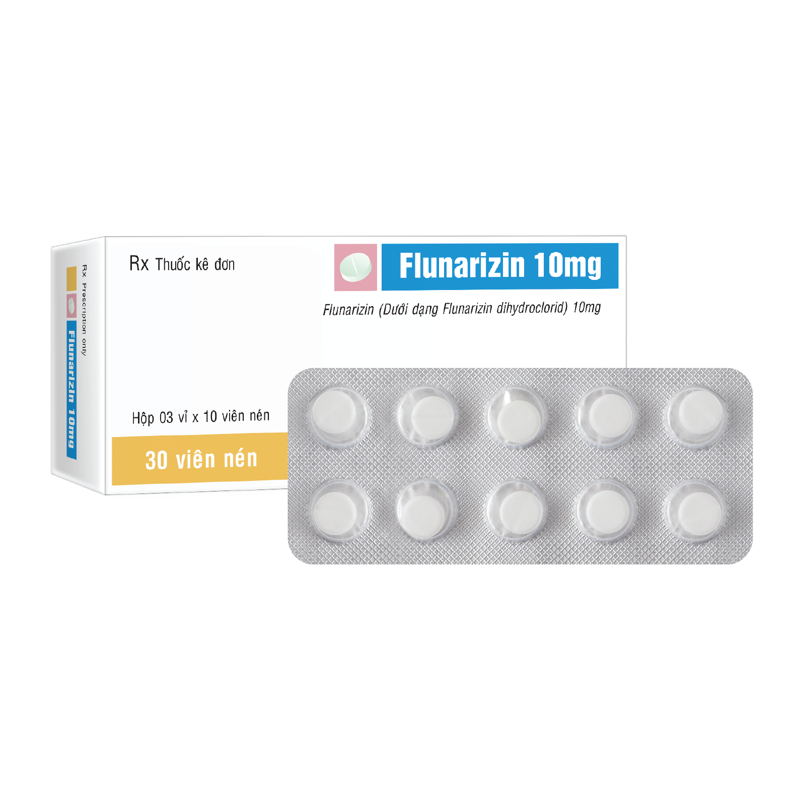 Viên nén Flunarizin 10mg V/10, H/30